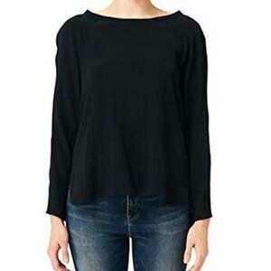 Nicole Miller NY Long Sleeve Satin Top‎ - /Black - S